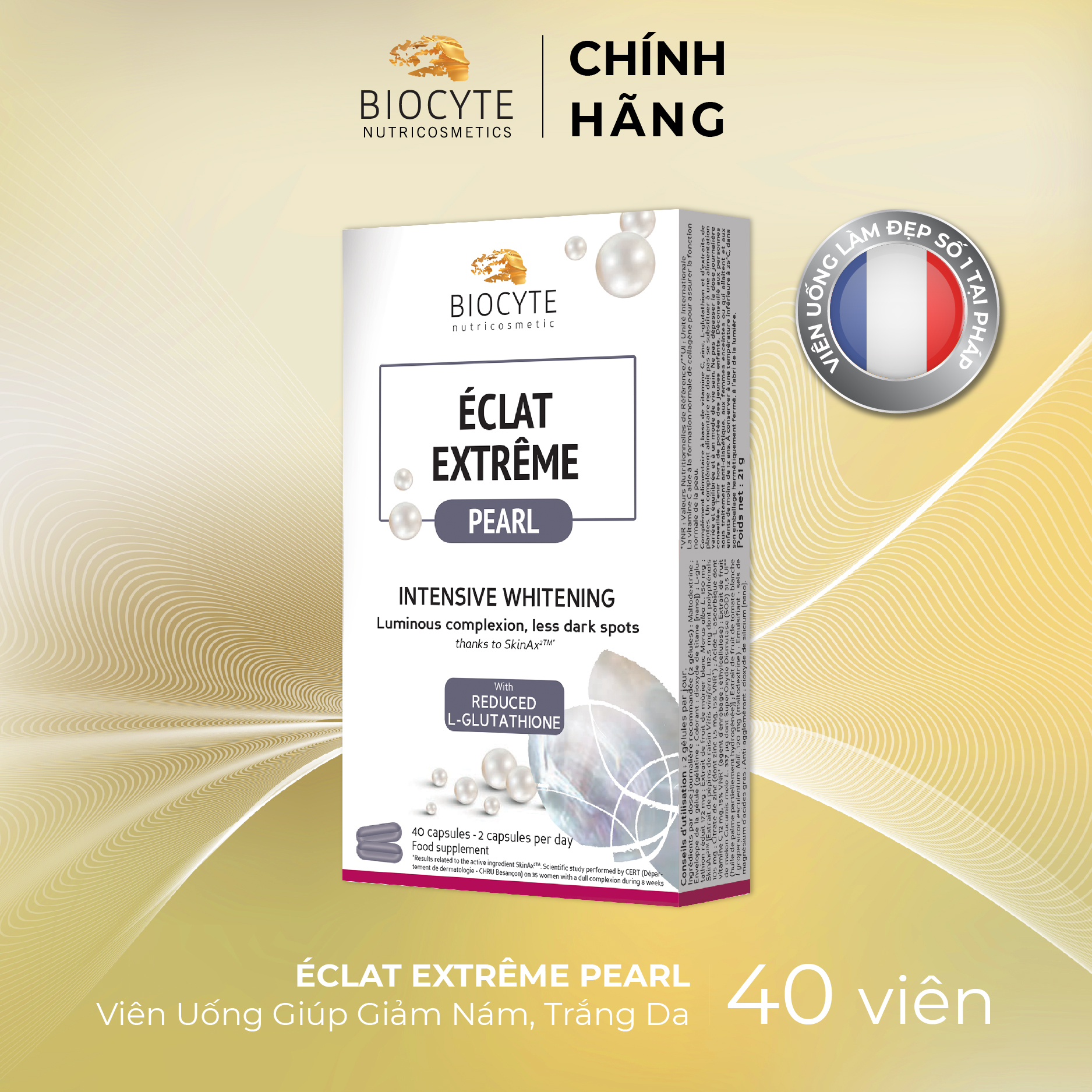 B01 Viên uống giảm nám, trắng da, chống nắng - BOC Éclat Extrême Pearl 40 viên