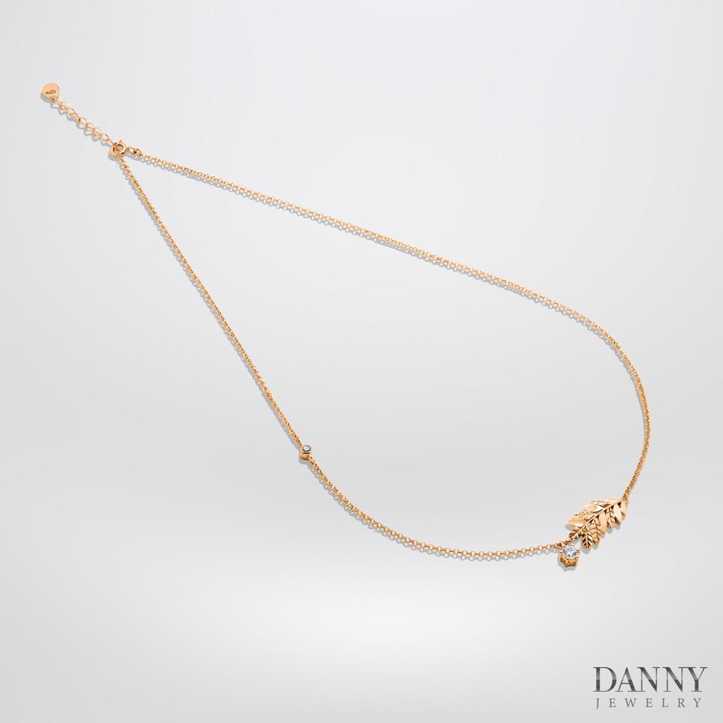 Dây Chuyền Có Mặt Danny Jewelry Bạc 925 Xi Vàng Hồng/Rhodium Nguyệt Quế Đính Đá CZ DM039
