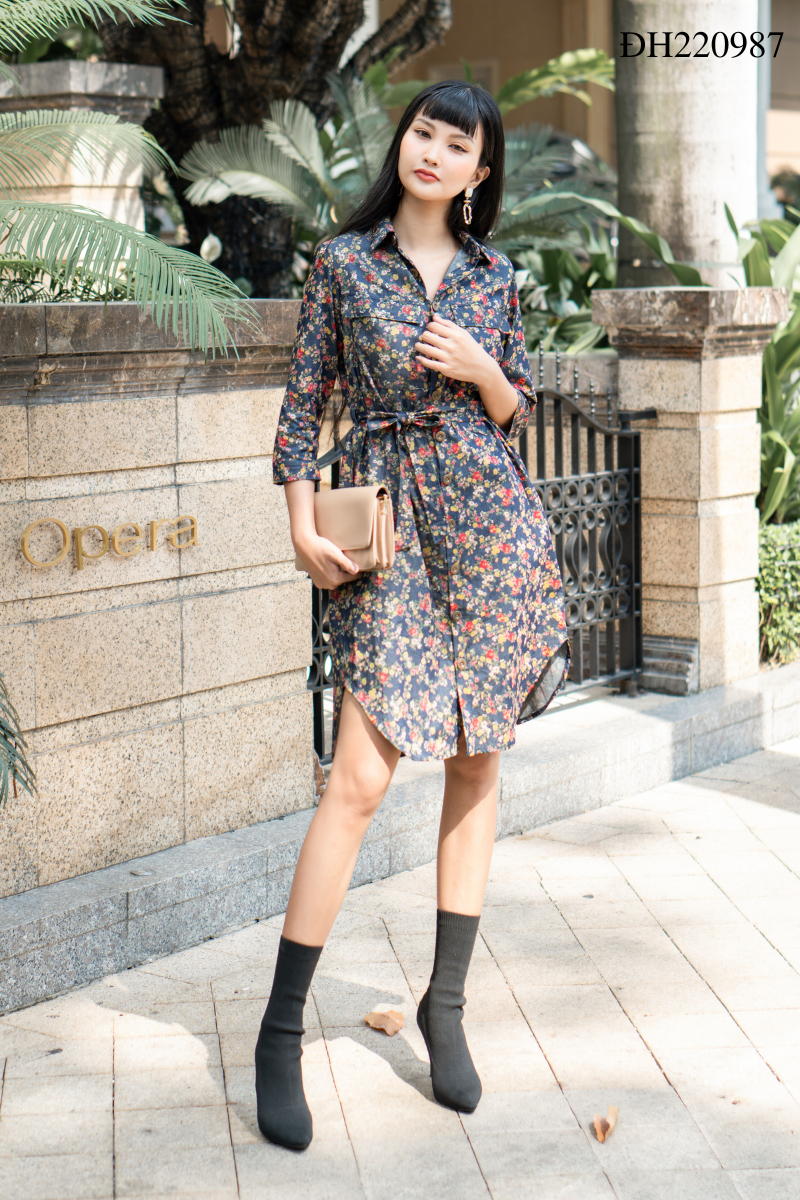 Đầm sơ mi hoa
