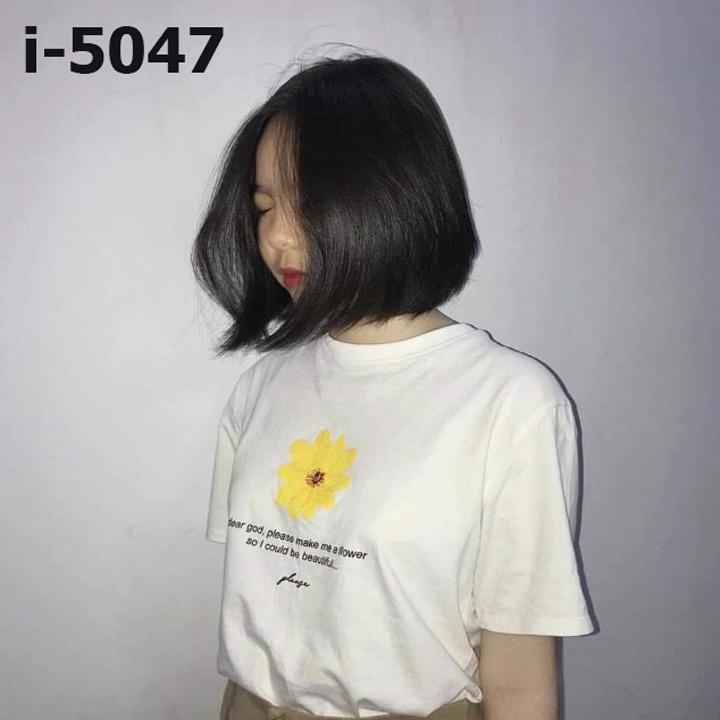 Áo Thun Tay Lỡ Nữ In Hình Bông Hoa Vàng