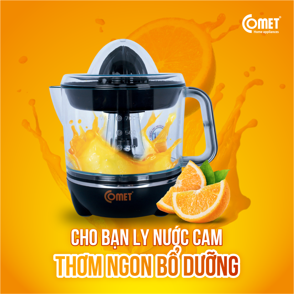 Máy vắt cam Comet CM9924 – Dung tích 0.7L, công suất 40W, xoay 2 chiều – Hàng chính hãng, bảo hành 12 tháng