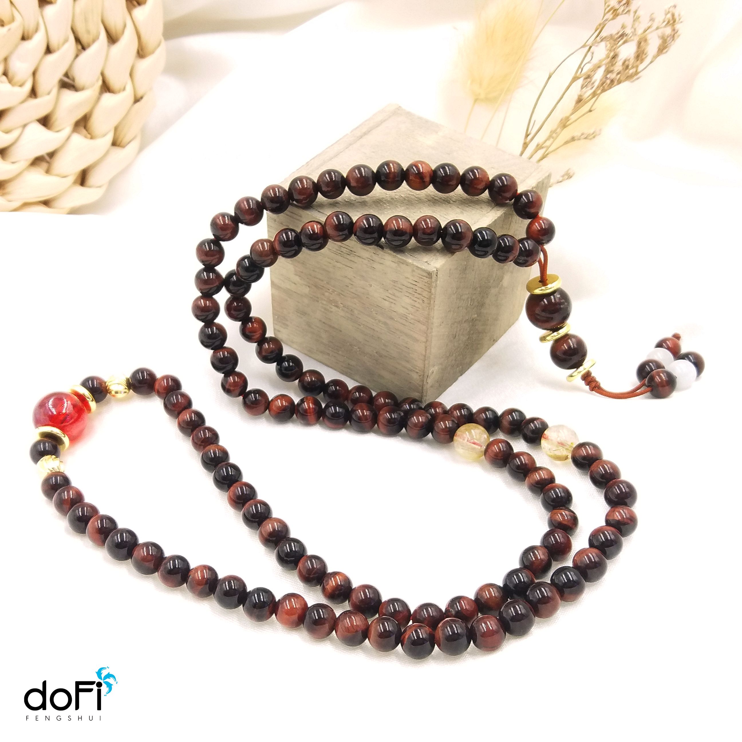TRÀNG HẠT ĐÁ MẮT HỔ ĐỎ 6LI PHỐI TOPAZ ĐỎ
