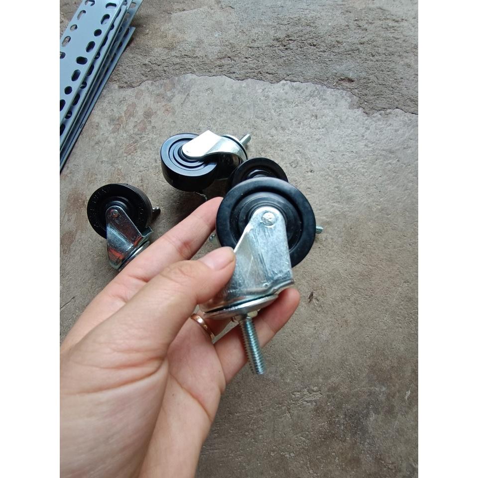 Bánh xe cao su ráp kệ sắt v lỗ,kệ sắt có bánh xe