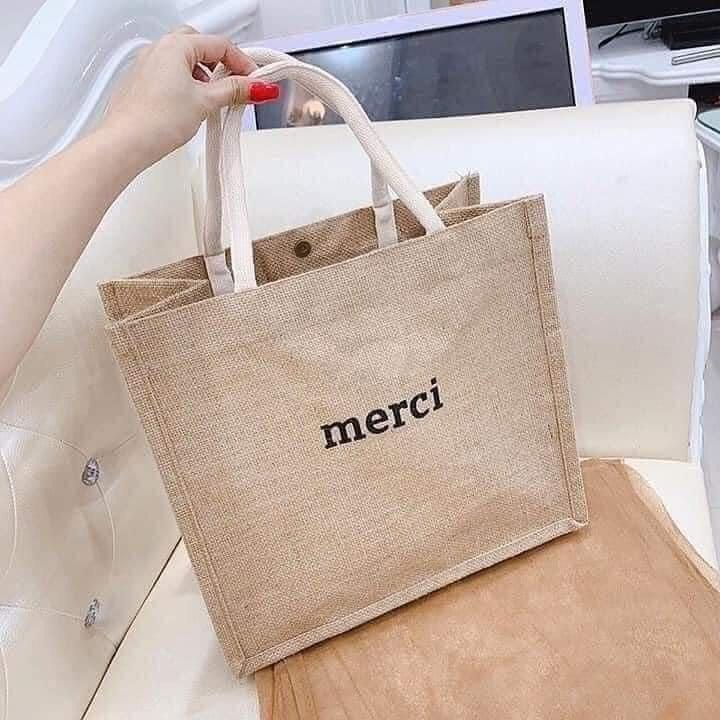 Túi Cói Đi Du Lịch Merci Sang Chảnh,Túi Cói Đi Biển Siêu Hot