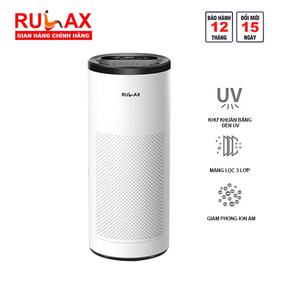Máy lọc không khí RULAX diệt khuẩn UV, màng lọc Hepa, màn hình cảm biến thông minh - Hàng chính hãng