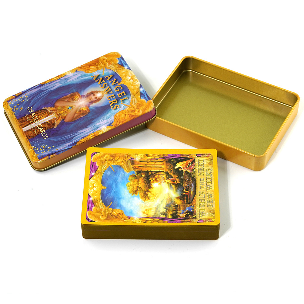 Bộ Bài Golden Art Noveau Tarot Hộp Thiếc Mạ Cạnh Vàng 78 Lá