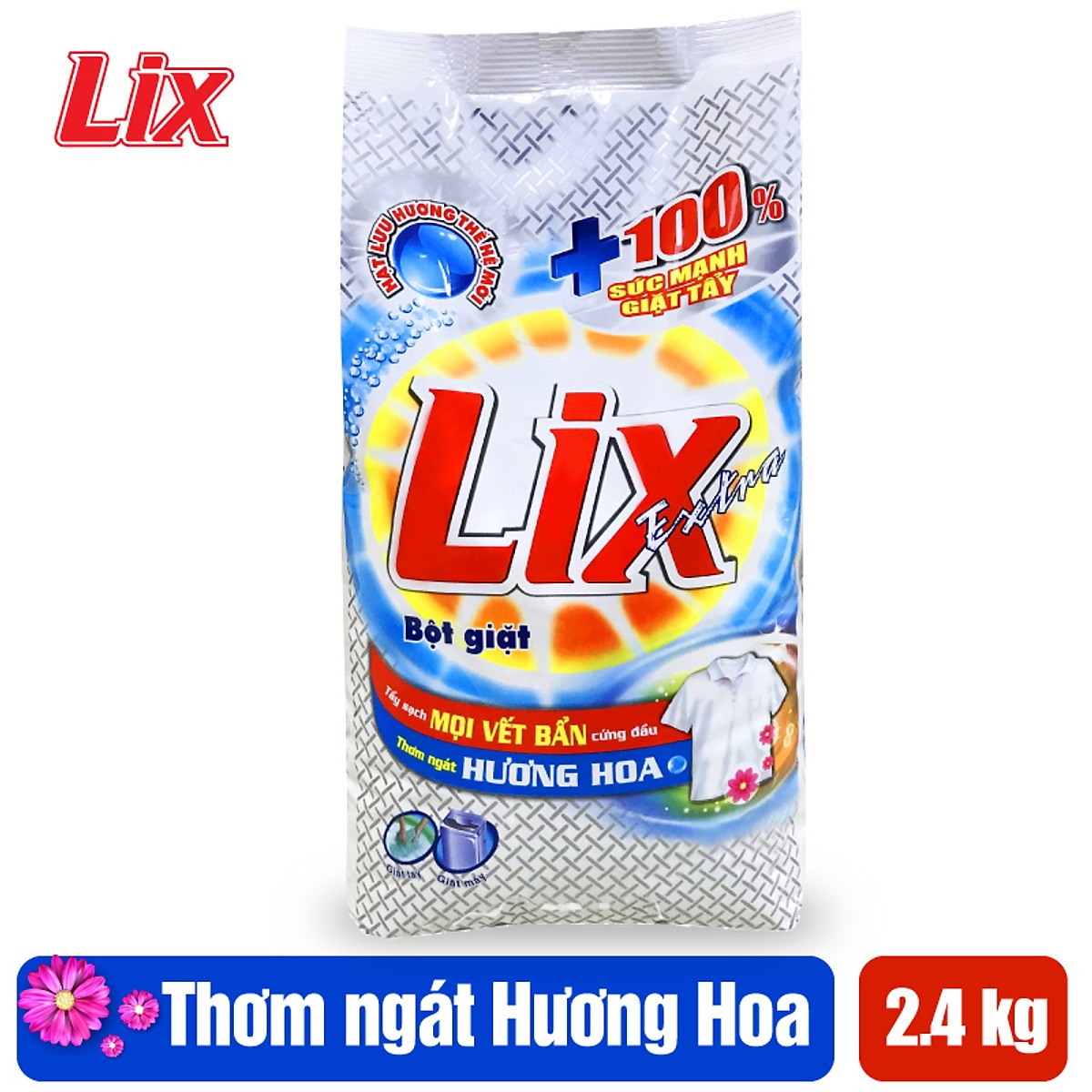 Bột giặt LIX Extra Hương Hoa 2.4KG EB247 - Tẩy Sạch Cực Mạnh Vết Bẩn