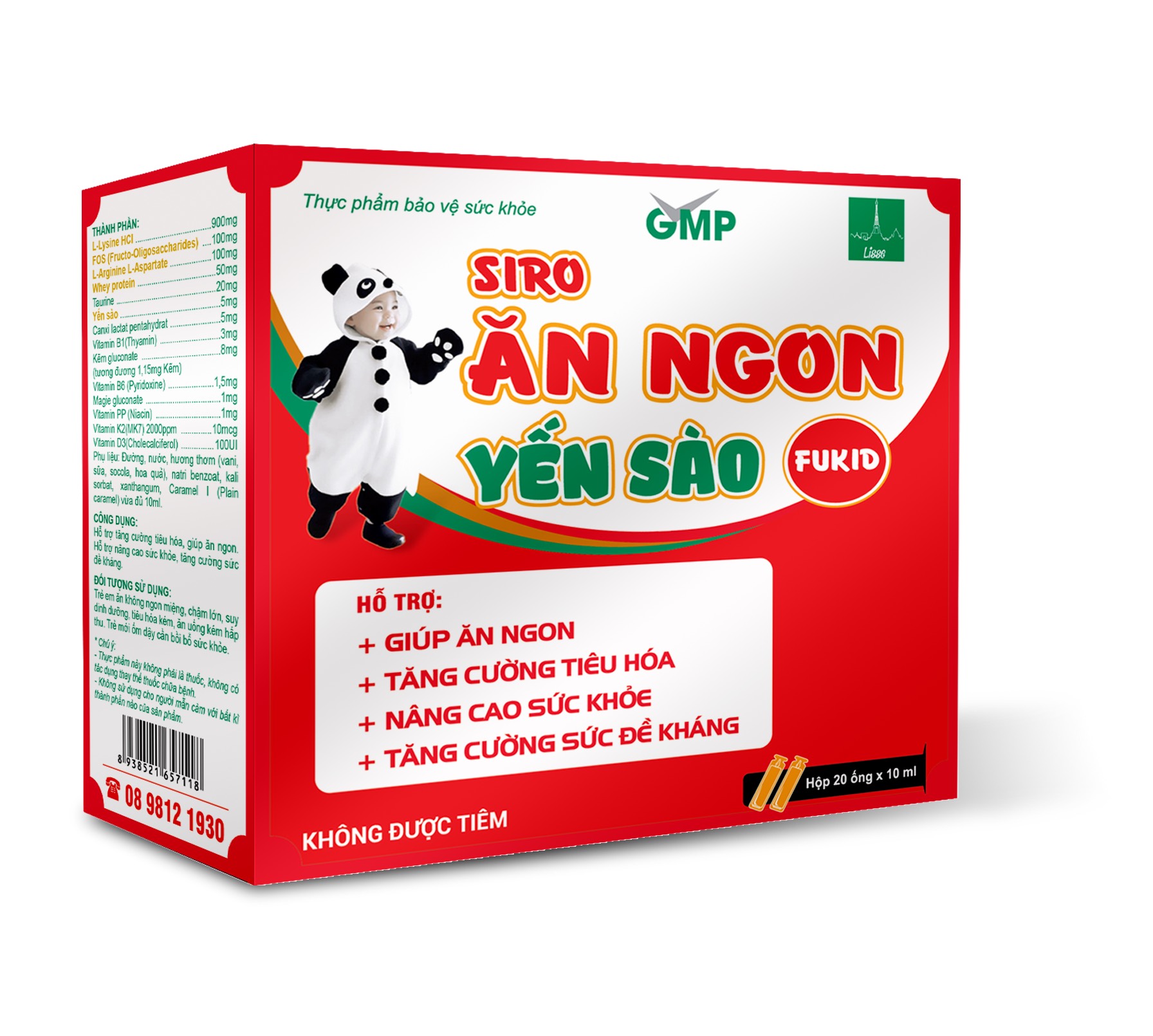 Lisse ￼Siro ĂN NGON YẾN SÀO  Fukid ( hộp 20 ống) - Ăn ngon, kích thích tiêu hoá, tăng miễn dịch cho trẻ