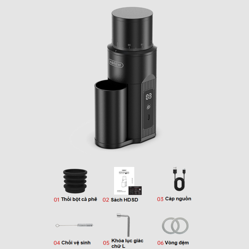 Máy xay hạt cà phê Espresso cầm tay, dùng pin thương hiệu Mỹ cao cấp HiBREW G5 MINI - Hàng chính hãng