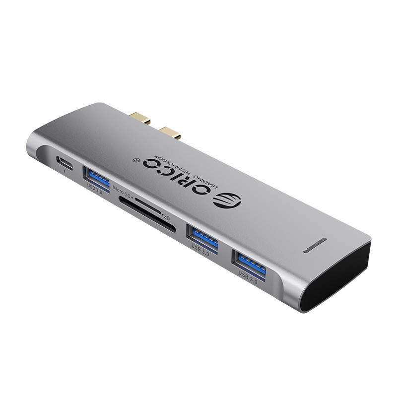 Đế Cắm Đa Năng Orico 2CT-6TS-GY 6 Trong 1 Cổng Type C - MacBook - Hàng Chính Hãng