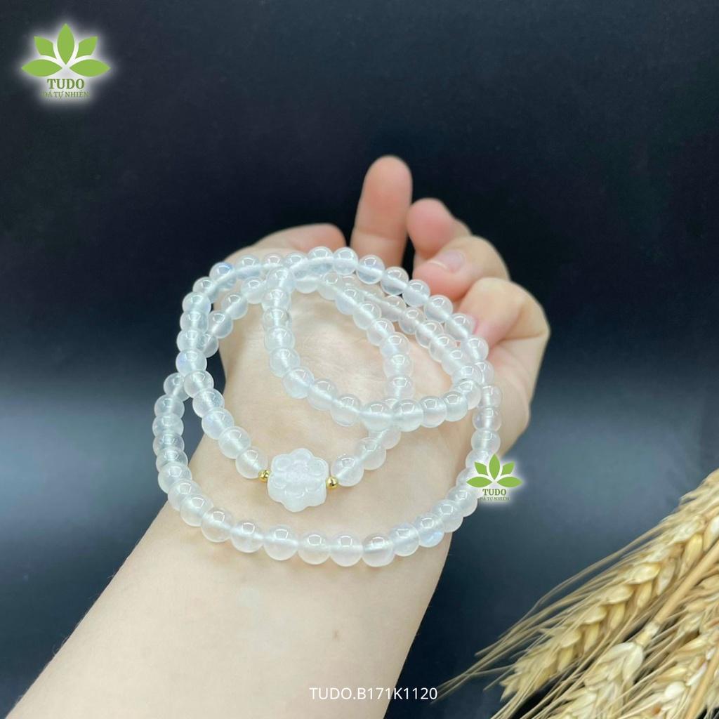 Vòng Tay Nữ Đẹp - Chuỗi Vòng Phong Thủy Mệnh Kim Thủy TUDO B171K1120 VCVMOON AU10K Charm Hoa Mẫu Đơn CDBN