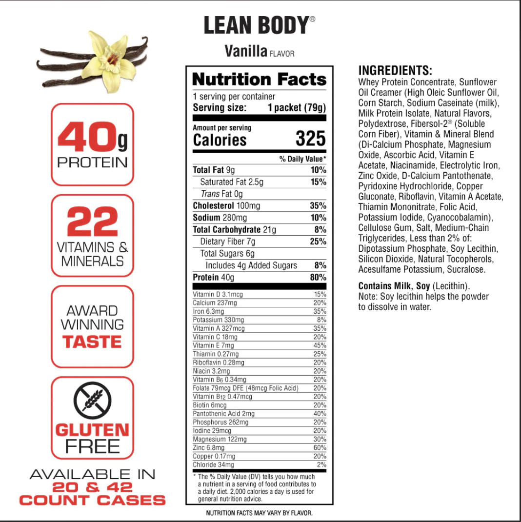 Lean Body RTD - Labrada (500ml/Chai) Lean Body dạng nước, nguồn dinh dưỡng giàu protein tiện lợi thơm ngon