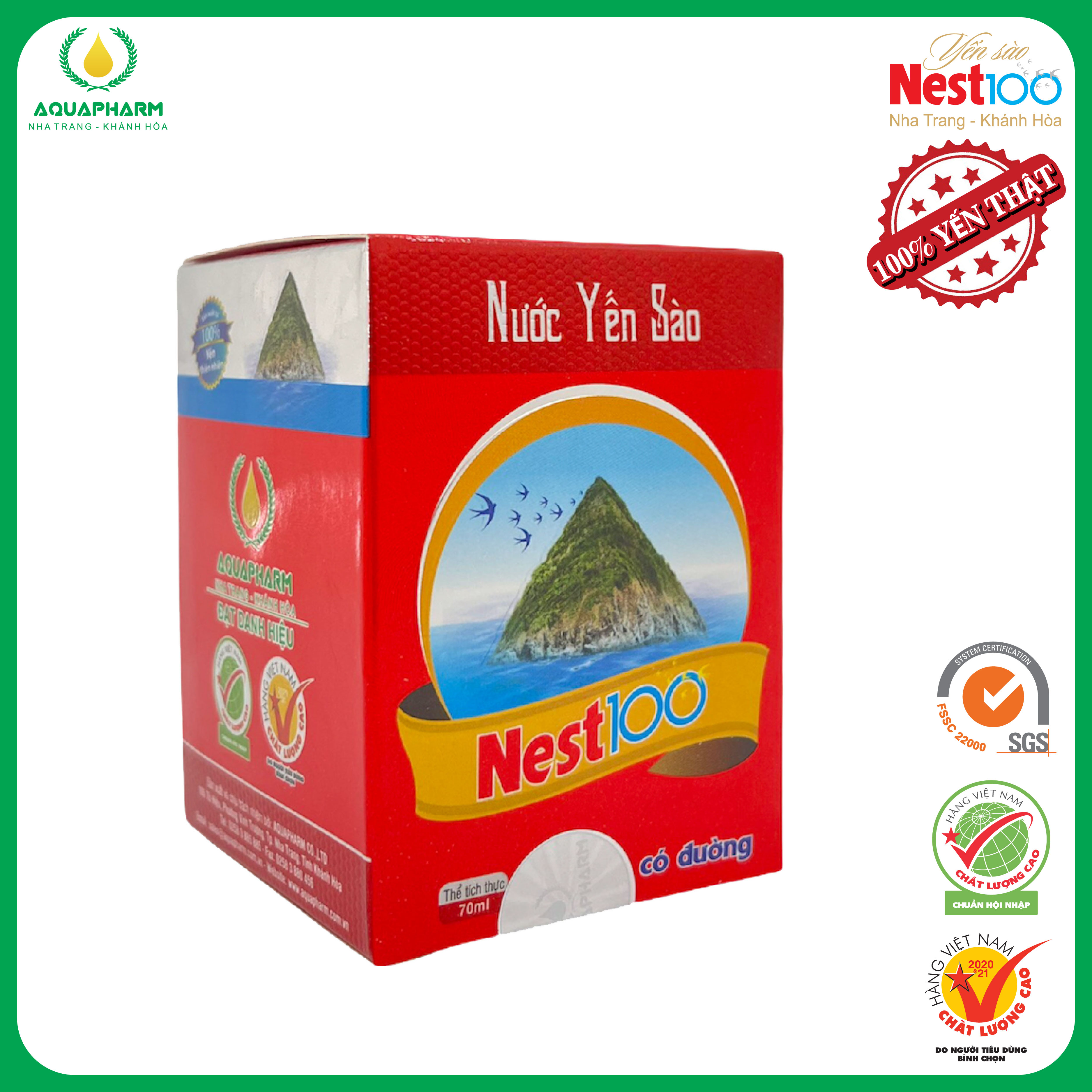 Nước Yến Sào Nest100 Có Đường - Hộp 1 lọ 70ml