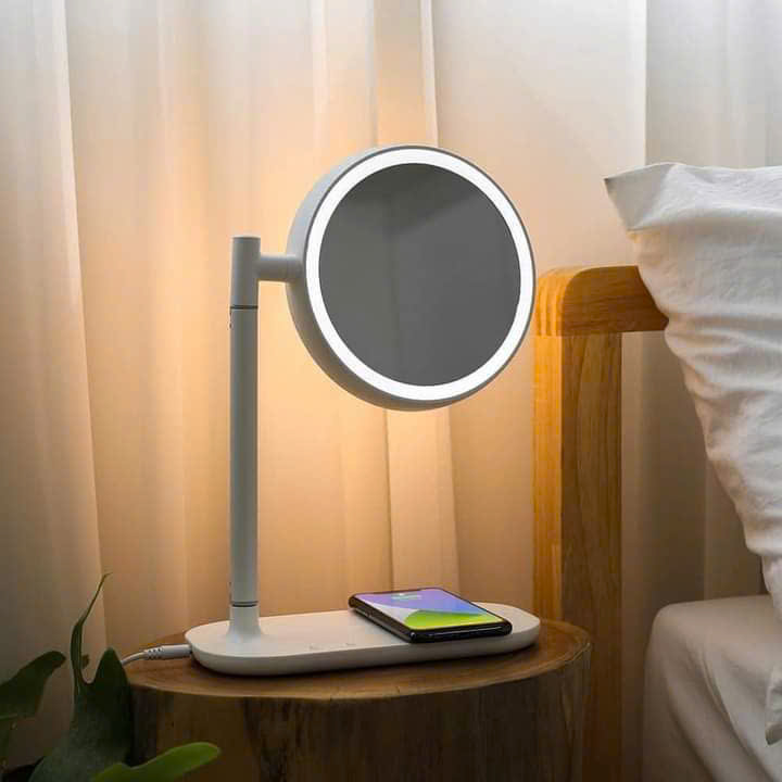 Gương trang điểm đèn Led và sạc không dây Mooas Hàng chính hãng