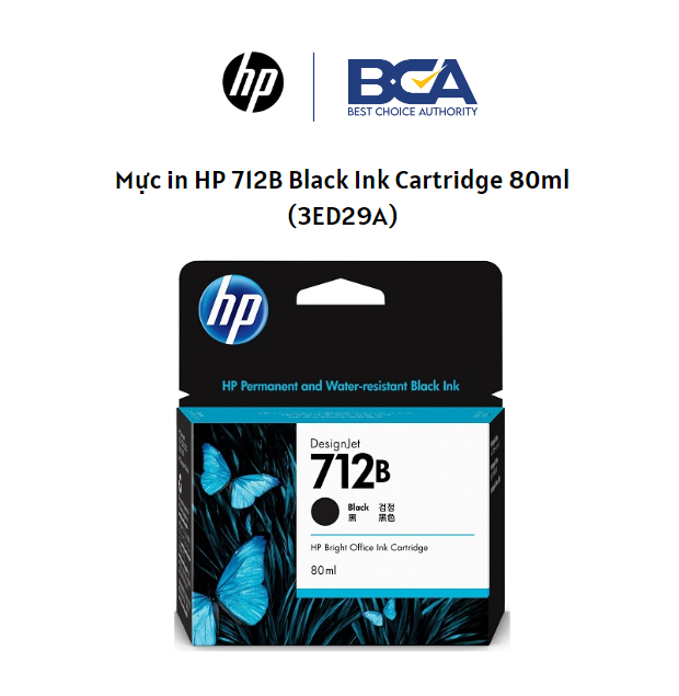 Mực In Phun HP 712B Black Ink Cartridge 80ml (3ED29A) - Hàng chính hãng