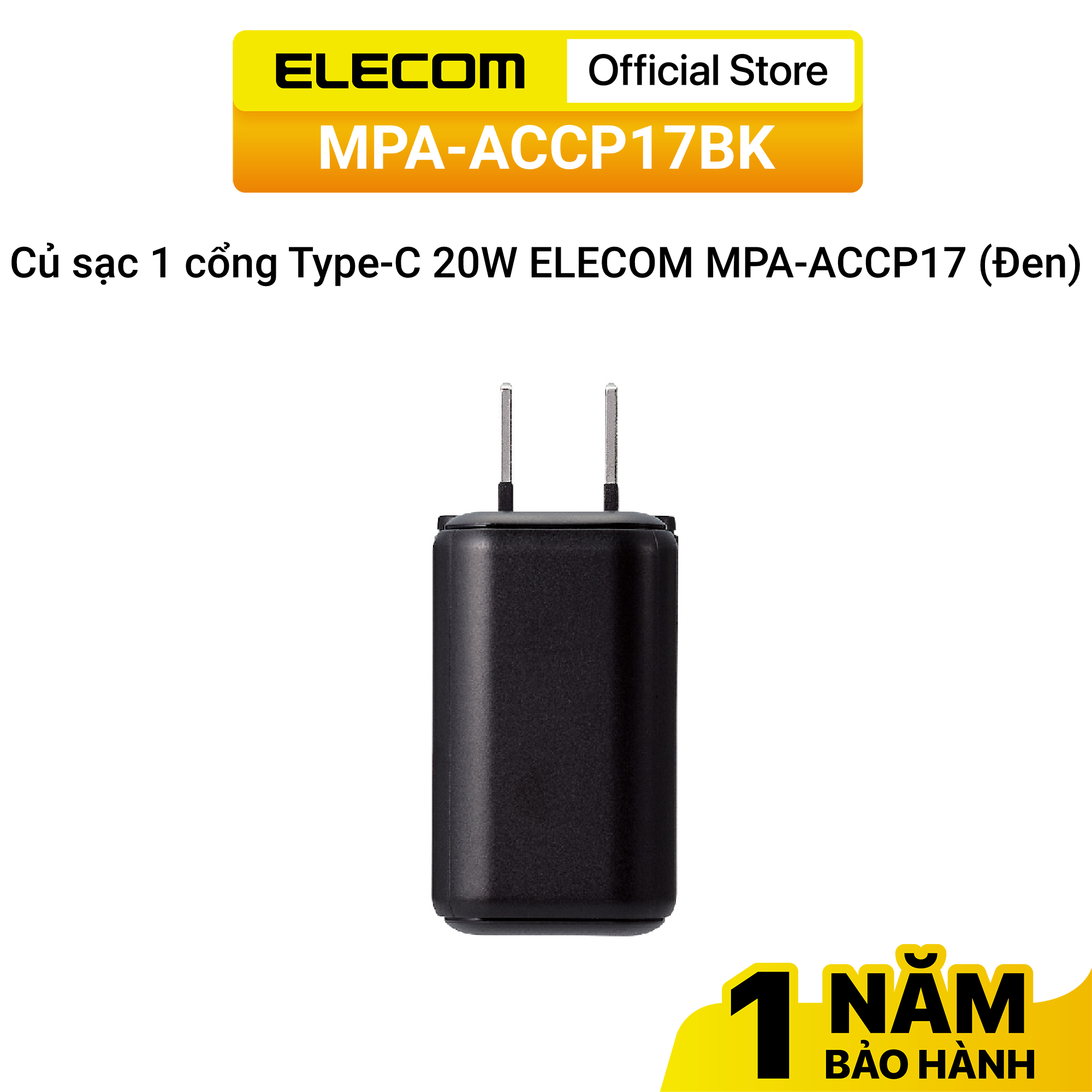 Củ sạc 1 cổng Type-C 20W ELECOM MPA-ACCP17 - Hàng chính hãng