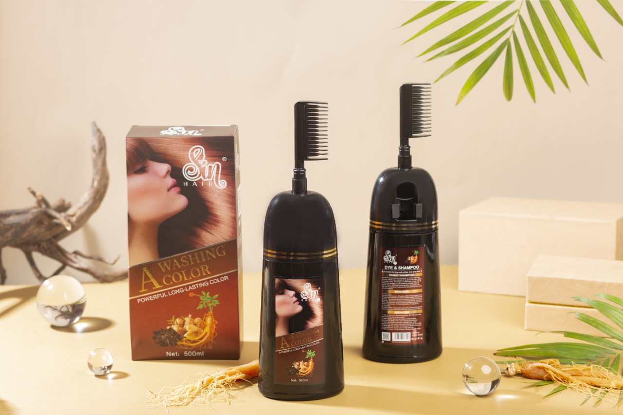 Combo 5 chai dầu gội phủ bạc sin hair màu nâu 500ml