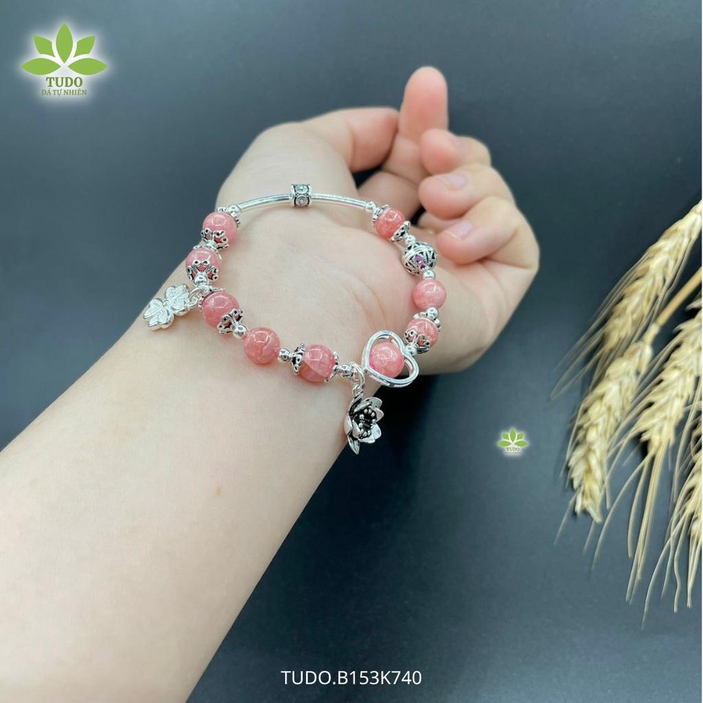 Vòng Tay Nữ Đẹp - Vòng Phong Thủy Đa Mệnh TUDO B153K740 VCBDAOH Charm Bạc Trái Tim, Cỏ 4 Lá - Tình Duyên Như Ý