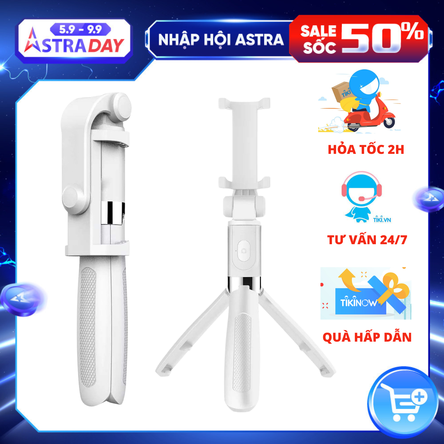 Gậy tự sướng bluetooth tripod L01 - Hàng nhập khẩu - Trắng