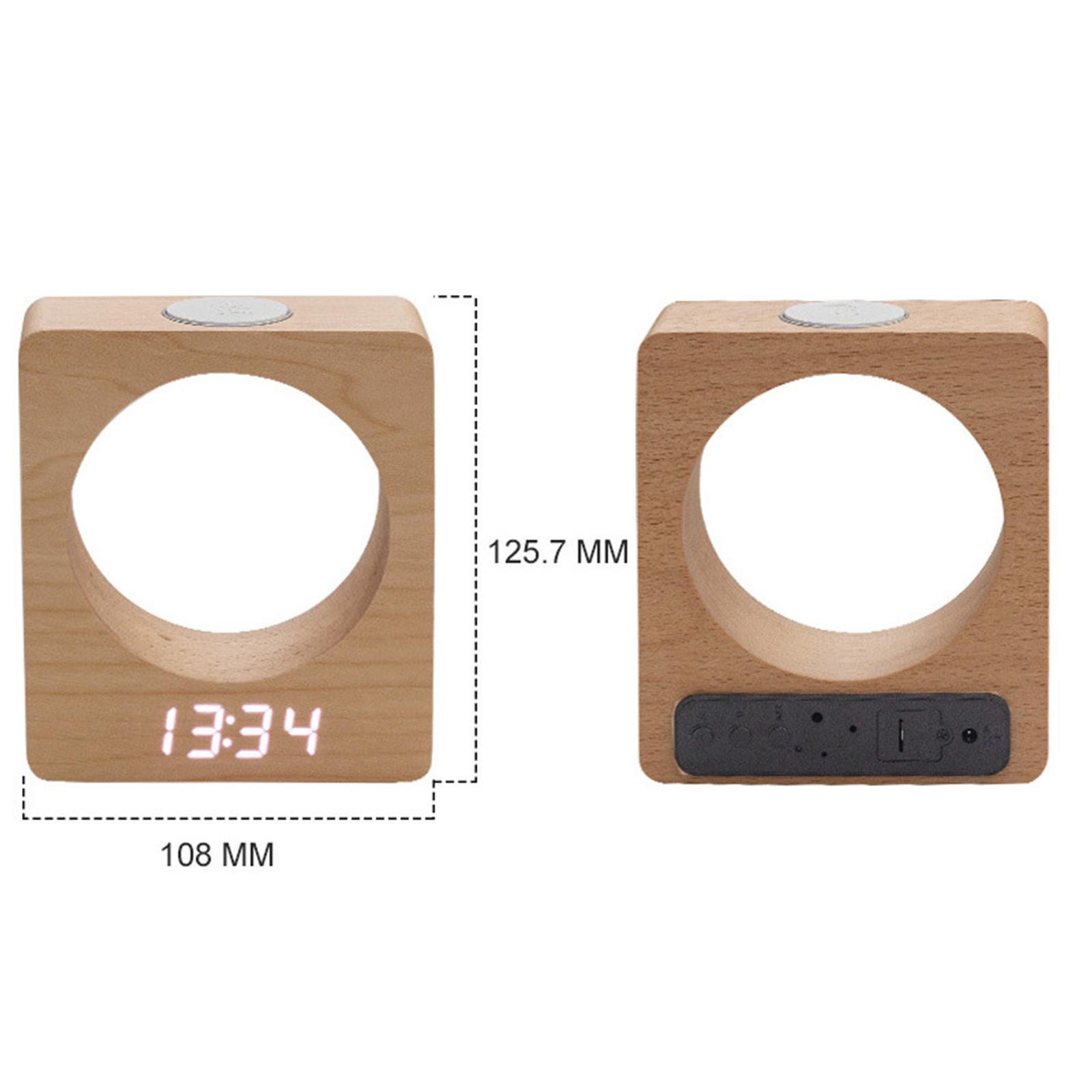 Alarm Clock Wooden LED 3 Alarm Settings for Desktop Children Heavy Sleepers Adults