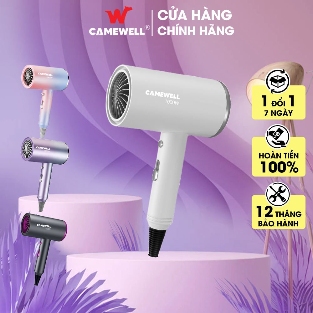 Máy sấy tóc công suất lớn tạo kiểu CWell, máy sấy tóc mini 2 chiều nóng lạnh C02HD 1200W bảo hành chính hãng