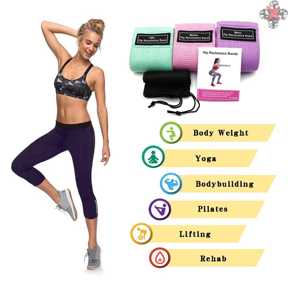 TOP 3PCS Sports Exercise Resistance Loop Bands Set Elastic Booty Band Set for Yoga Home Gym Training