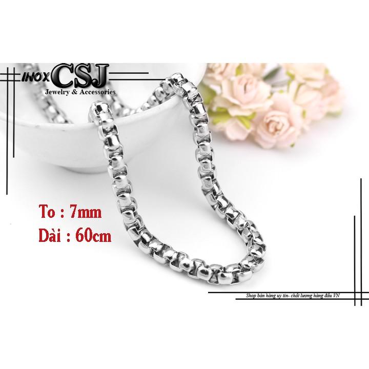 DÂY CHUYỀN INOX NAM BÔNG DỪA KHÍT 7LY ĐẸP , KHÔNG ĐEN