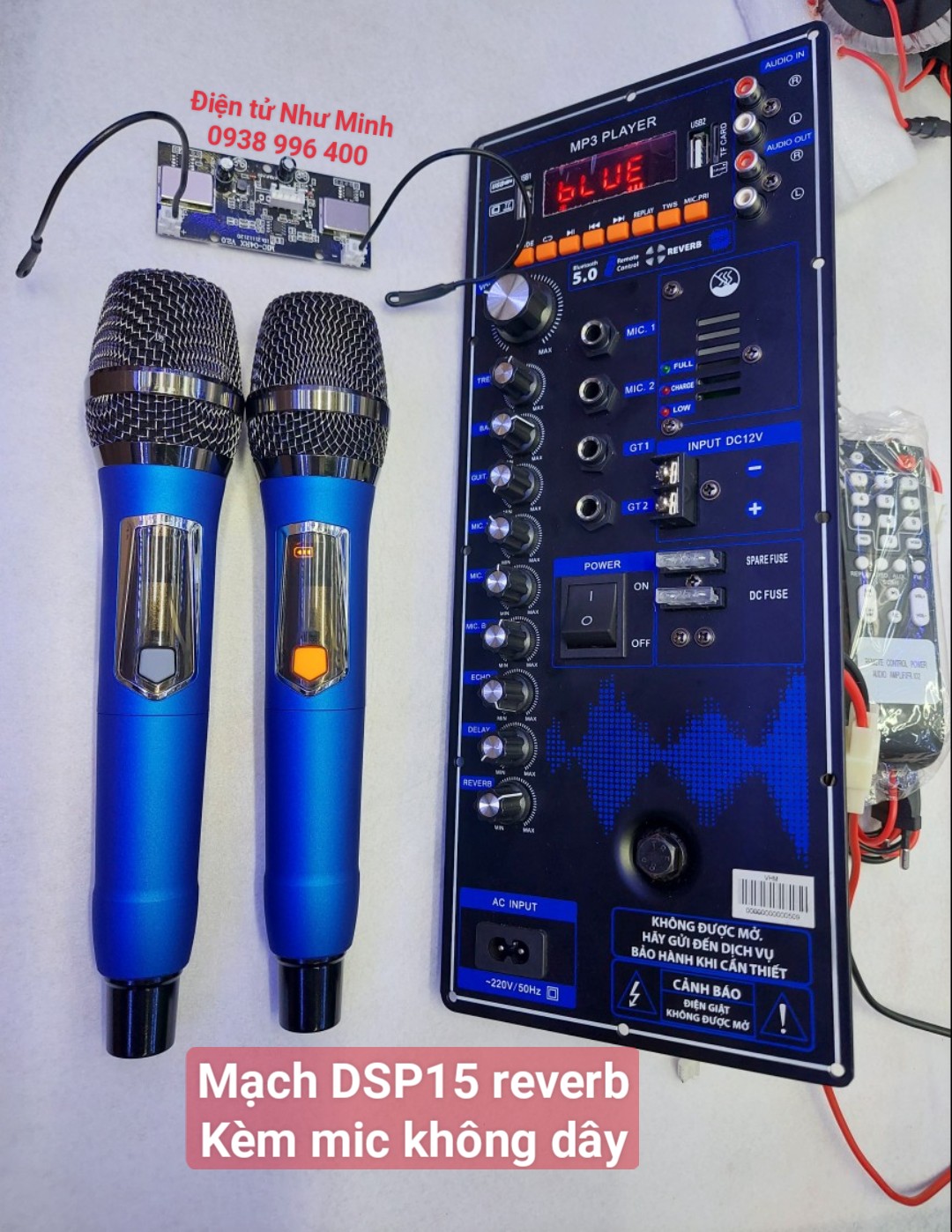 Mạch Loa kéo 14,5x35cm DSP15 KÈM Mic Không Dây