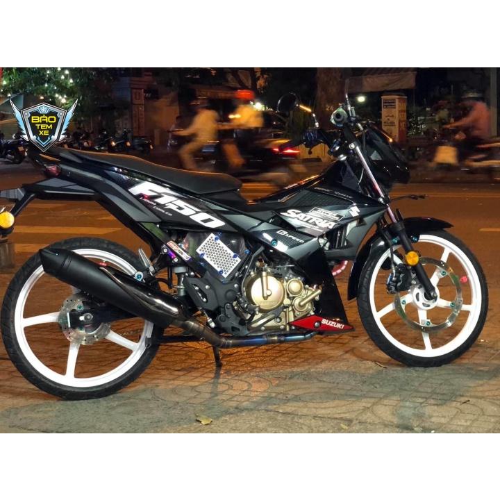 Tem rời dán xe satria fi xám đen