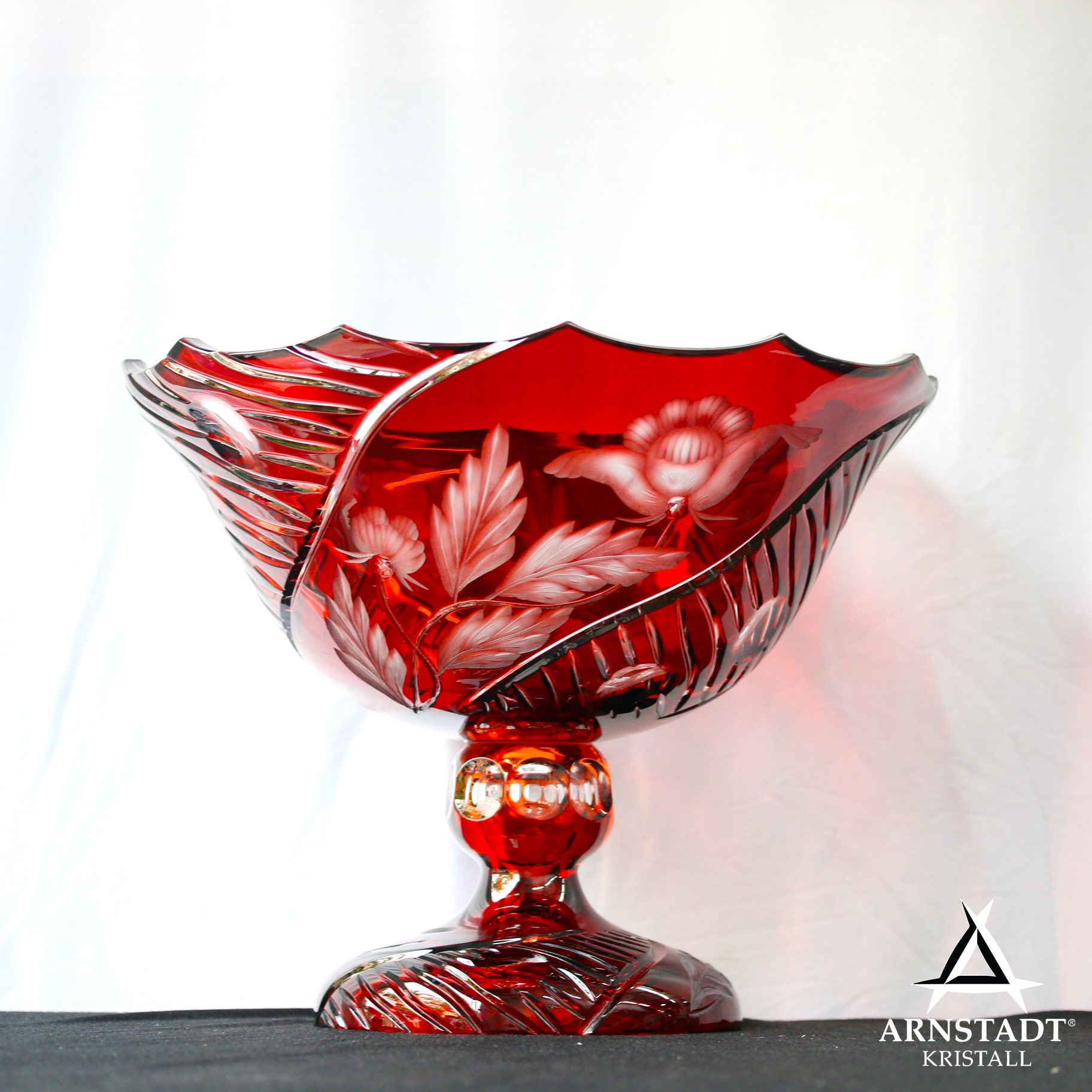 Đĩa hoa Quả Pha lê Màu RedPoppy Arnstadt 36cm