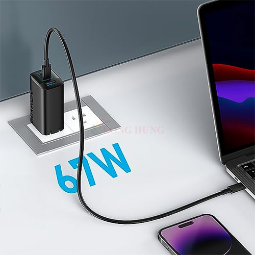 Cốc sạc Anker 335 Charger 1USB 2Type-C 67W A2673 - Hàng chính hãng