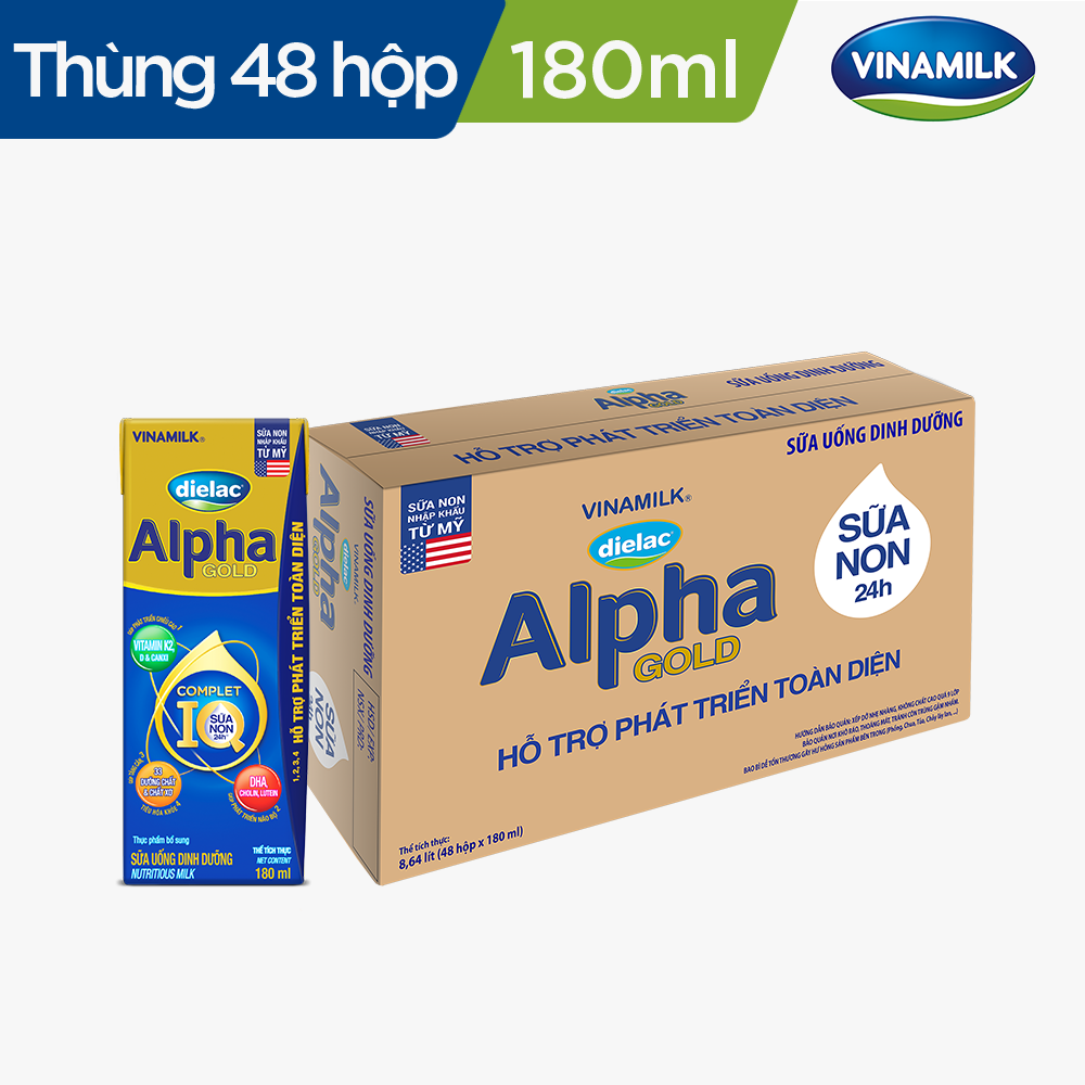 THÙNG 48 HỘP SỮA BỘT PHA SẴN DIELAC ALPHA GOLD IQ 180ML