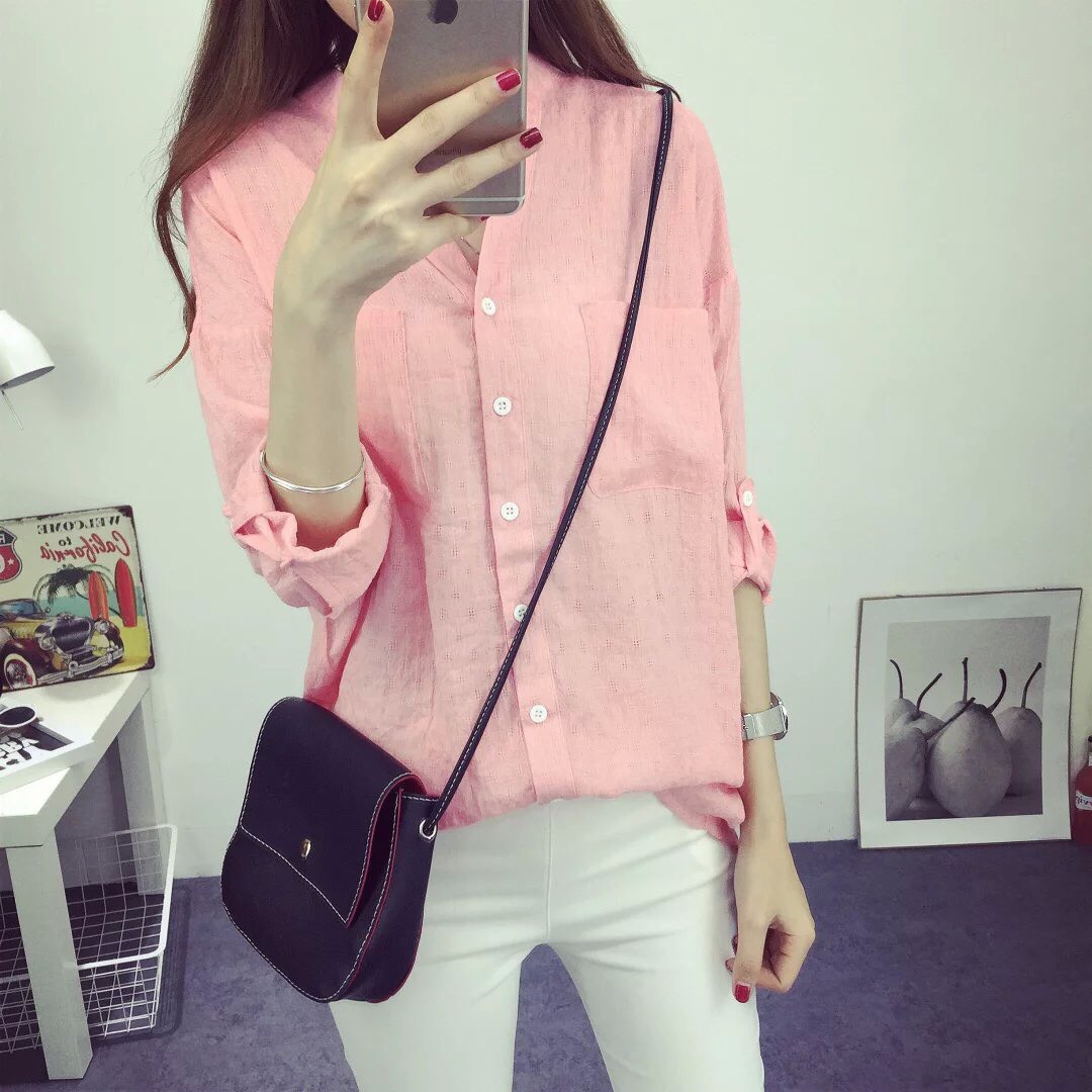 Áo sơ mi nữ dài tay chất đũi vạt đuôi tôm hàng đẹp nhiều màu trẻ trung S99