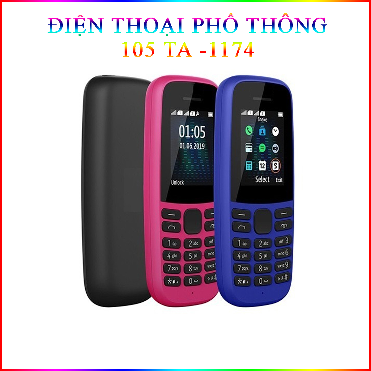 Điện Thoại Phổ Thông 105 Ta-1174 2 Sim Cao Cấp Kèm Pin 5C Và Sạc Cổng Micro