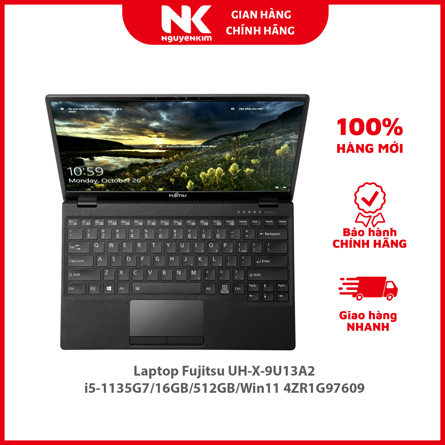 Laptop Fujitsu UH-X-9U13A2 i5-1135G7/16GB/512GB/Win11 4ZR1G97609 - Hàng chính hãng