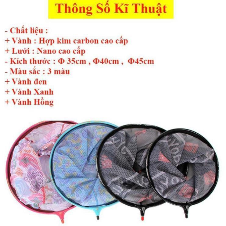 Mặt Vợt Cá Carbon vành tròn 35cm 40cm Chuyên Câu Đơn Câu Đài LK-2