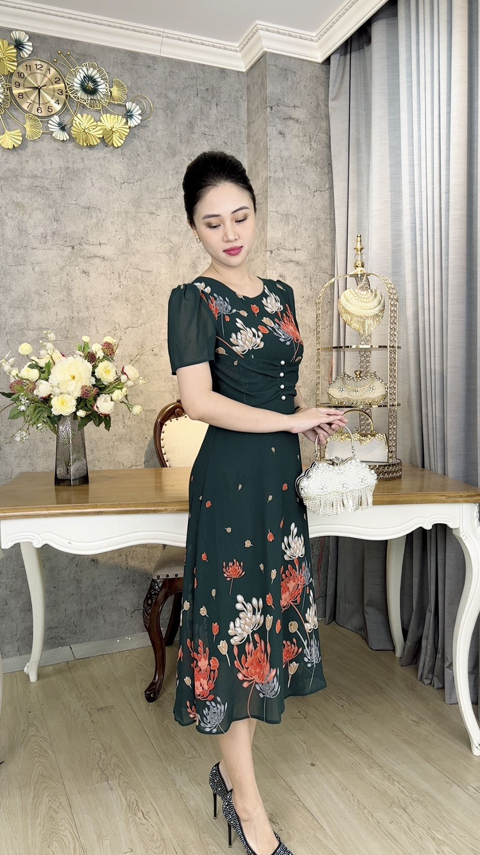 Đầm Trung Niên [ Linh Trà ] (TM 1248) Trẻ Trung Thiết Kế Trang Nhã Thanh Lịch Bigsize Đi Làm Đi Tiệc Cho Bà Cho Mẹ U50