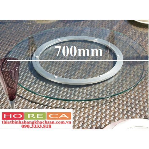 bộ mâm xoay bàn ăn 700mm bao gồm đế nhôm 350mm, mặt kính cường lực 700mm dày 10ly,mài bóng cạnh,kính trong suốt
