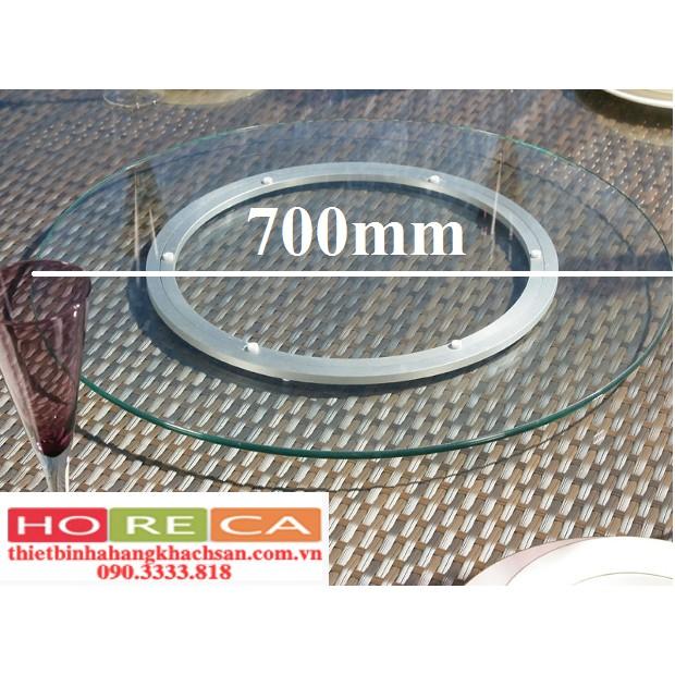 bộ mâm xoay bàn ăn 700mm bao gồm đế nhôm 350mm, mặt kính cường lực 700mm dày 10ly,mài bóng cạnh,kính trong suốt