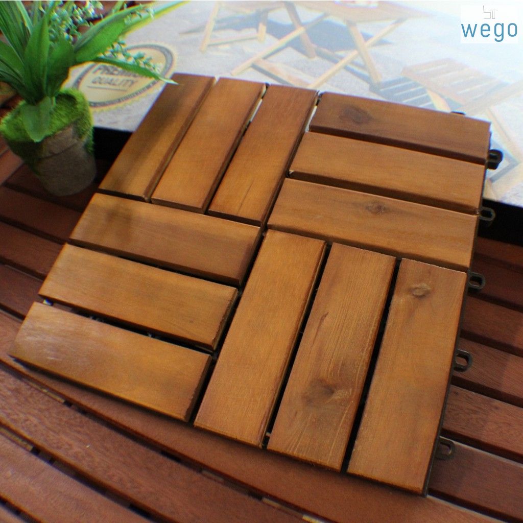 WEGO Vỉ ván sàn gỗ / Gỗ Keo lát / Sàn gỗ Trang trí sân vườn  // Floor Decking Wood Pallet Kayu / Timber Acacia Wood Flooring Decktile Garden Decoration