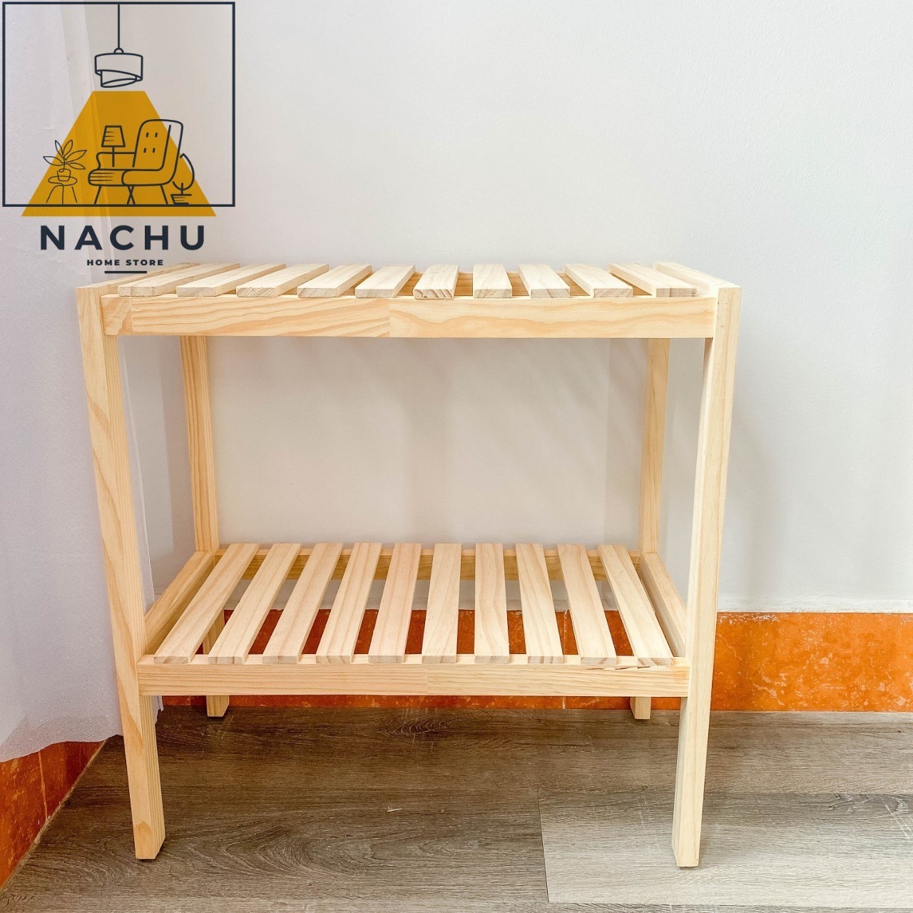 Kệ Để Giày Dép 2 Tầng Thông Minh Gỗ Thông Tự Nhiên 80 cm Nachu Home Store