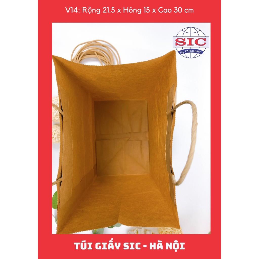 10 CHIẾC TÚI GIẤY KRAFT V14: 21.5x15x30 cm CÓ QUAI ( ẢNH THẬT)