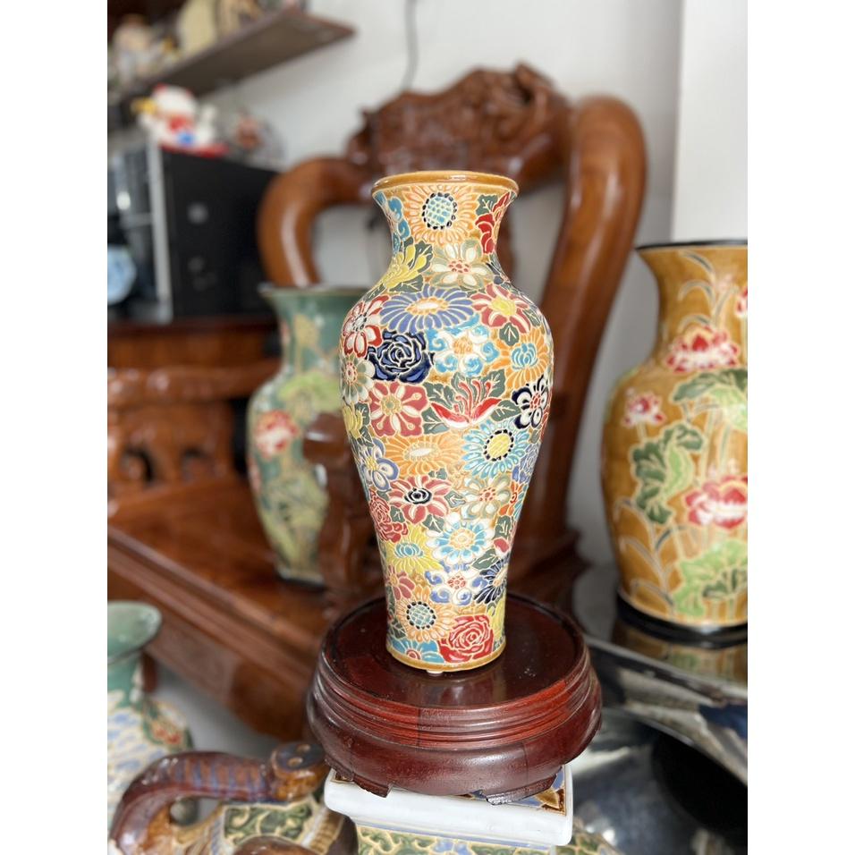 BÌNH BÁCH HOA DÁNG THON 37CM GỐM SỨ THỦ CÔNG NAM BỘ CẮM BÔNG TRANG TRÍ DECOR