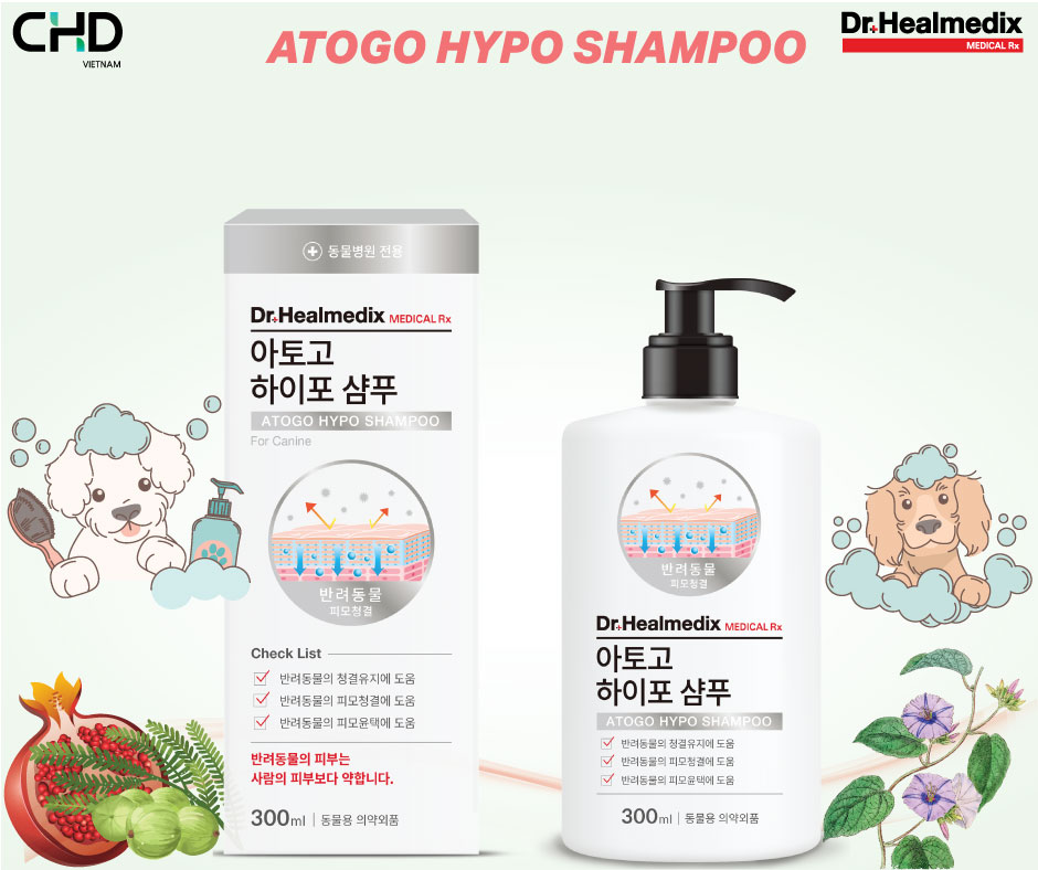 Dầu gội dưỡng ẩm dành cho chó - DR.HEALMEDIX  ATOGO HYPO SHAMPOO 300ML