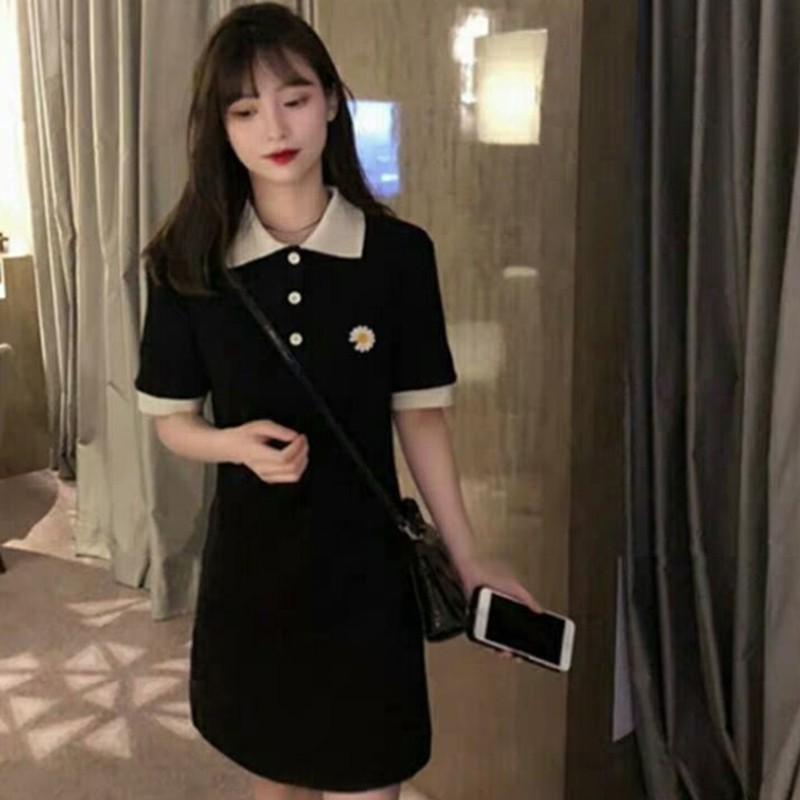 Đầm Tay Ngắn Cổ Bẻ Thiết Kế Thanh Lịch Cho Nữ