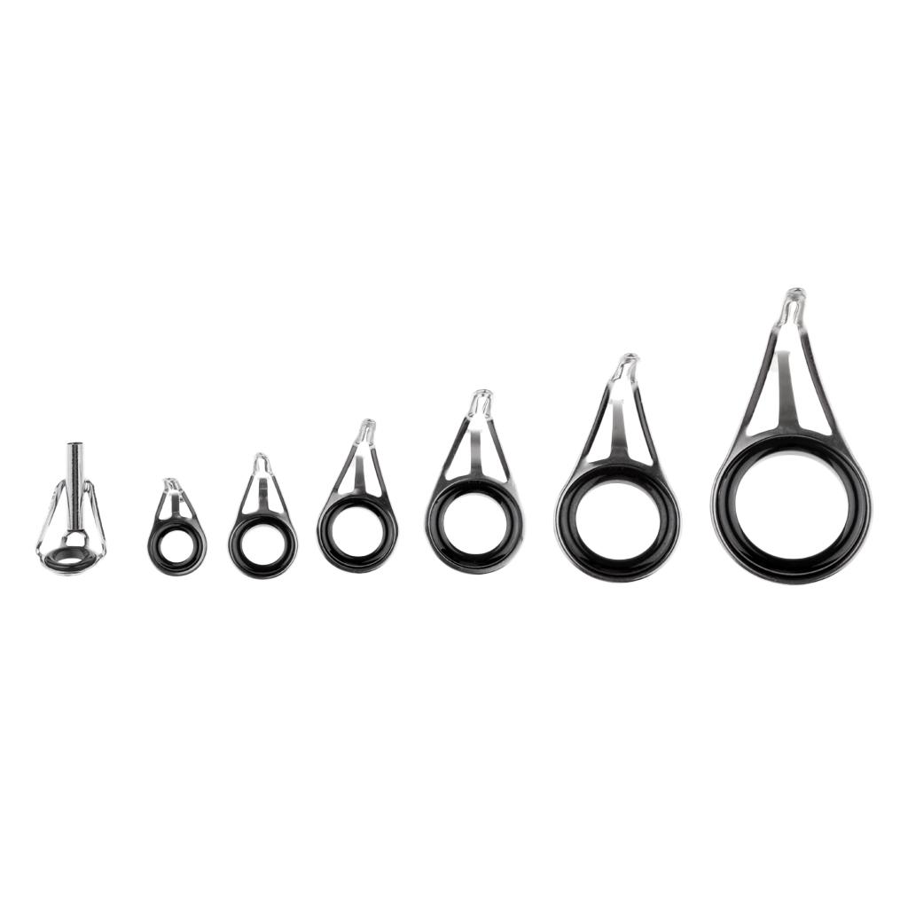 7pcs Rod Repair Kit Fishing Rod Guides Tips Tops Double Leg Ceramic Ring