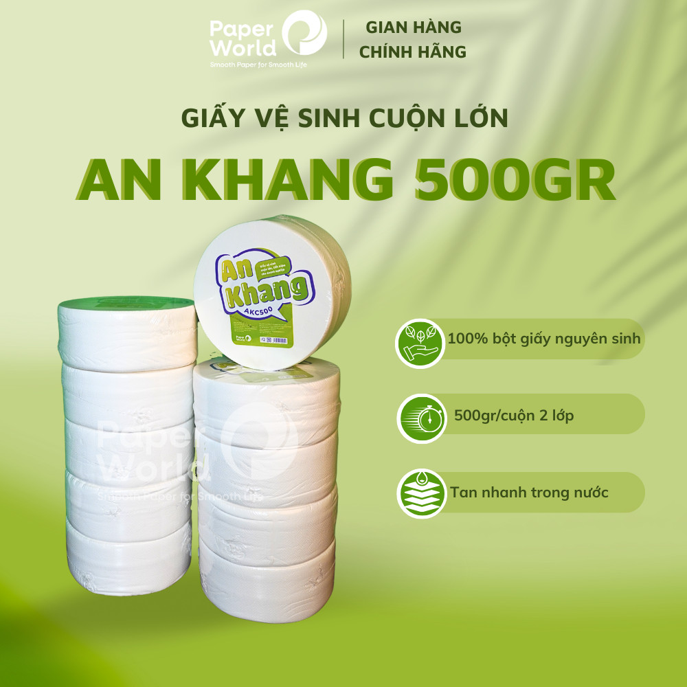 Combo 10 cuộn giấy vệ sinh lớn An Khang AKC500 hai lớp loại 500gr