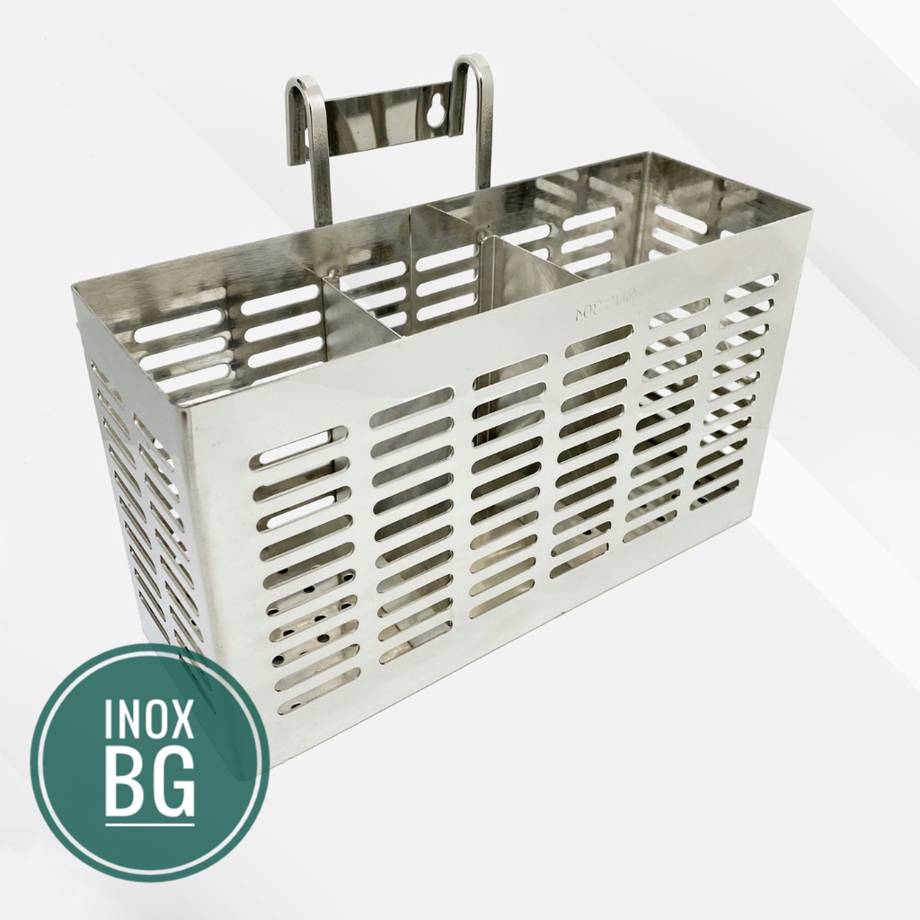 Ống đựng đũa, muỗng, thìa... 3 ngăn bằng inox 304 cao cấp