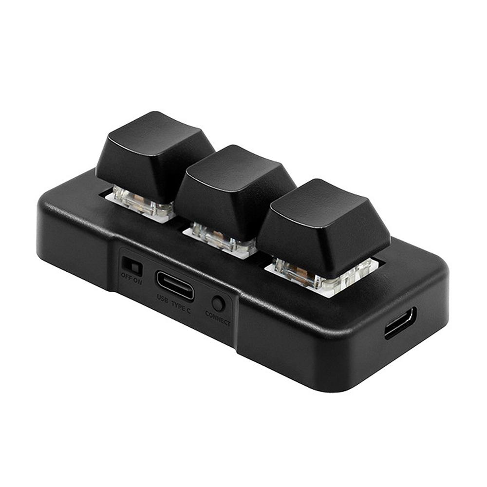 MK321BT 3-key Mini Customized Keyboard with Mechanical Blue Switch USB+BT Dual-mode Connection for Office Game Multimedia White