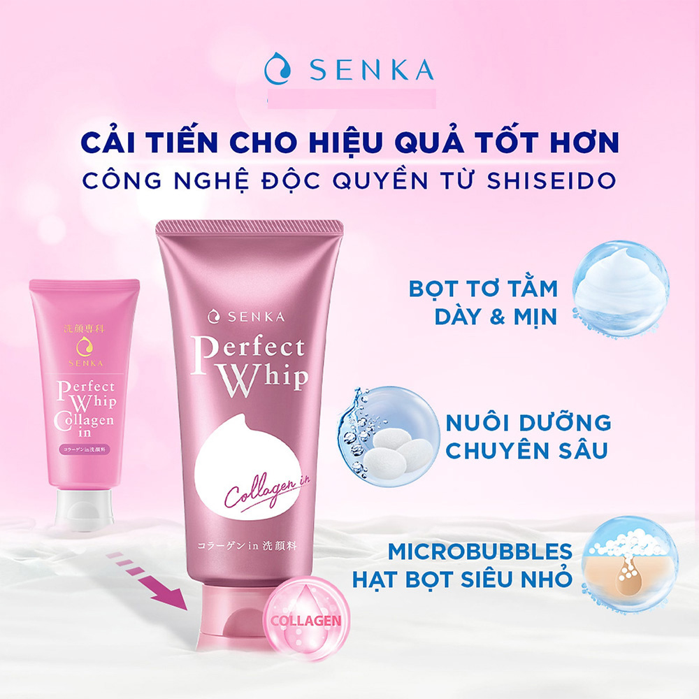 Sữa Rửa Mặt Senka Ẩm Mịn Và Săn Chắc Da Perfect Whip Collagen In 120g